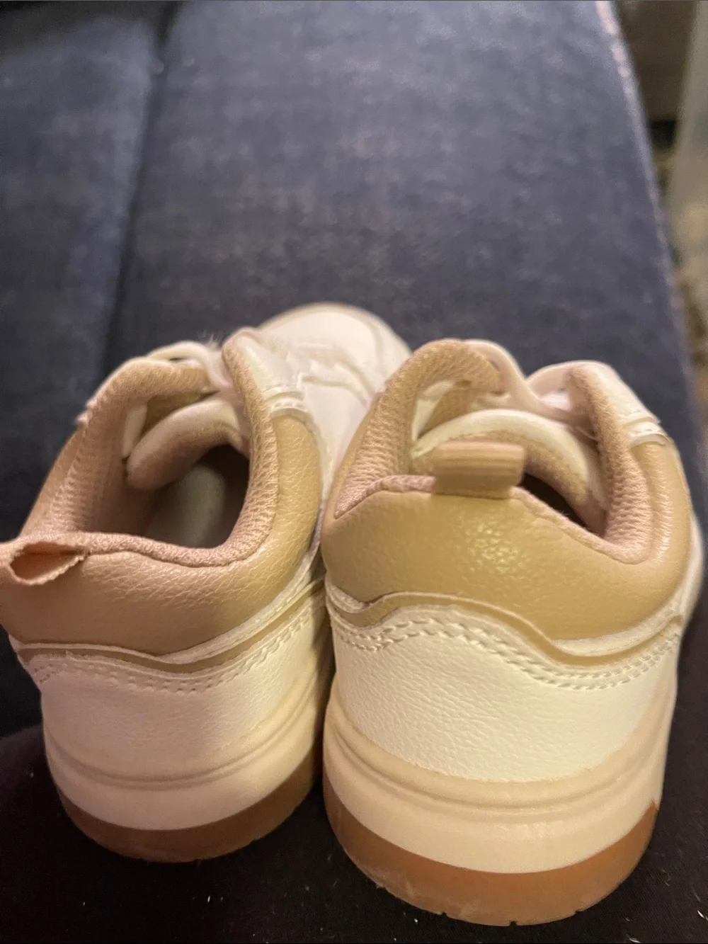 Old Navy  White Toddler Sneakers with Brown Trim & Bottoms